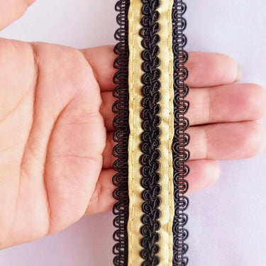 Fabric Trim With Brown / Black / Yellow / Green / Pink Thread Embroidery, Embroidered Lace Trim, 28mm wide